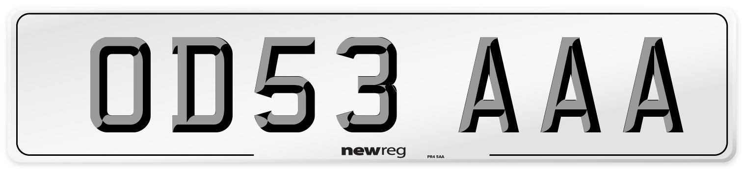 OD53 AAA Number Plate from New Reg